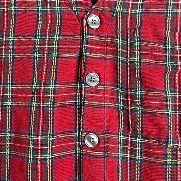 LL bean red green blue plaid midi nightgown size M half button granny fannnel - Picture 4 of 10